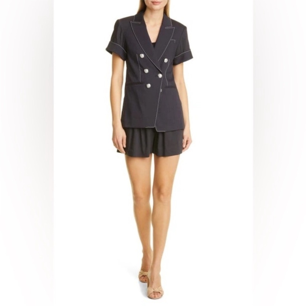 Veronica Beard Hastings Dickey Button Linen Blend Jacket Dark Navy Blue size 10 - Picture 13 of 16
